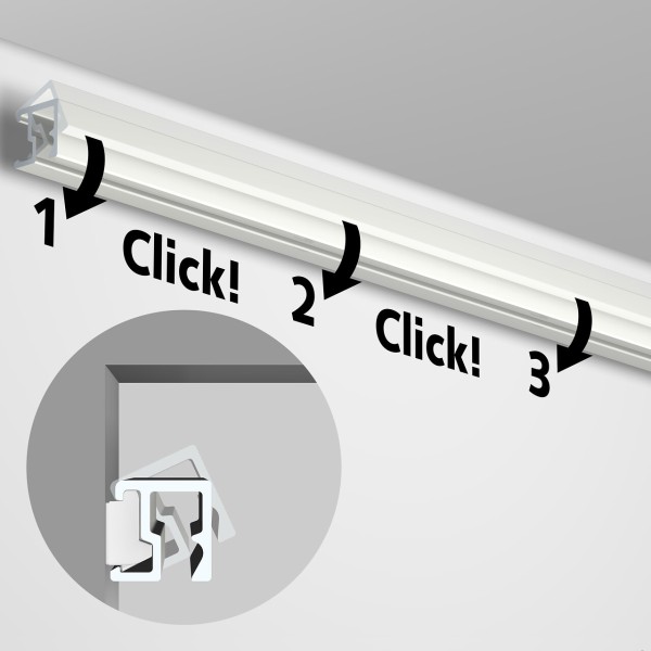 Cimaise contour rail + Clips (Options) ( A coller ou a visse ) - accrochage cimaise tableau artiteq