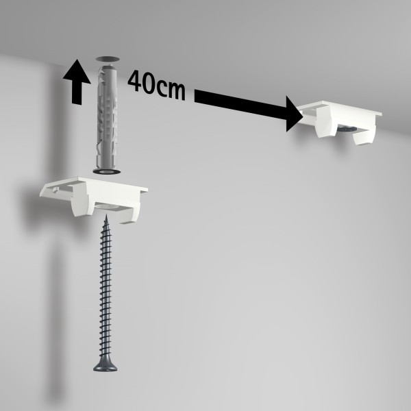 Clips de montaje para carriles ( x 6) + tornillos y caballos ARTI TEQ 2 - Cimaise Tableau 