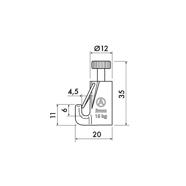 Self-locking hook 15 kg with security system - riser picture artiteq ARTI TEQ 2 - Cimaise Tableau 