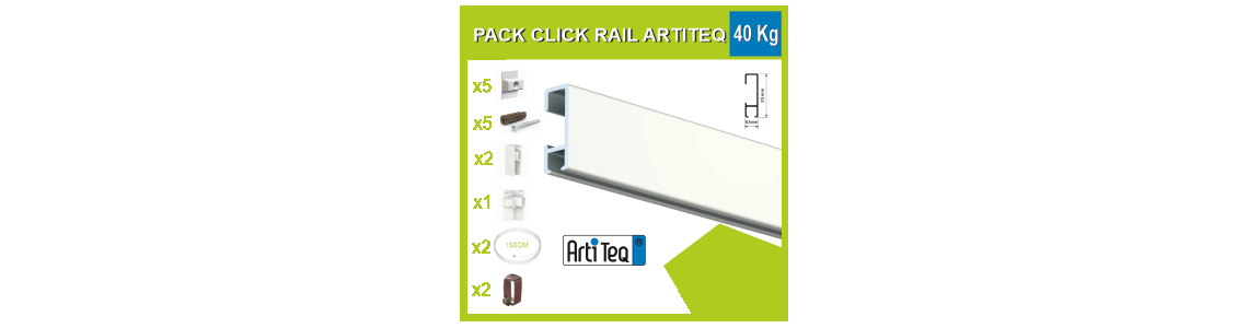 Artiteq 30 kg Klickschienen-Set - Bildaufhängepaket