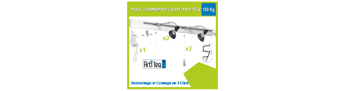 Combi Pro Light artiteq 100 kg Bilderschienen-Set